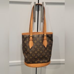 Louis Vuitton Petit Bucket Bag in Monogram Canvas and Vachetta Leather